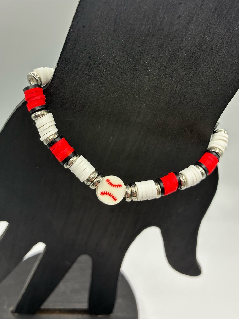 Baseball Beaded Stretch Bracelet